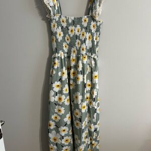 H&M Green Floral Smocked Dress
